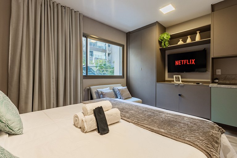 2023 Luxo no brooklin | A/C, academia, Wi-Fi