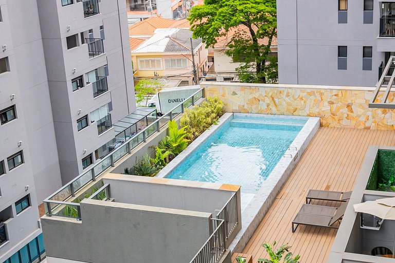 509 Luxo No Brooklin C/ Ar condicionado + Piscina