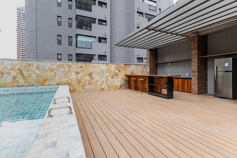 509 Luxo No Brooklin C/ Ar condicionado + Piscina