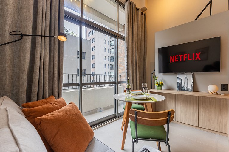 509 Luxo No Brooklin C/ Ar condicionado + Piscina