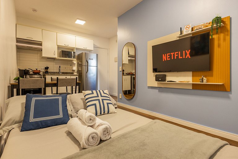 907 Ap charmoso em Pinheiros com academia e AC